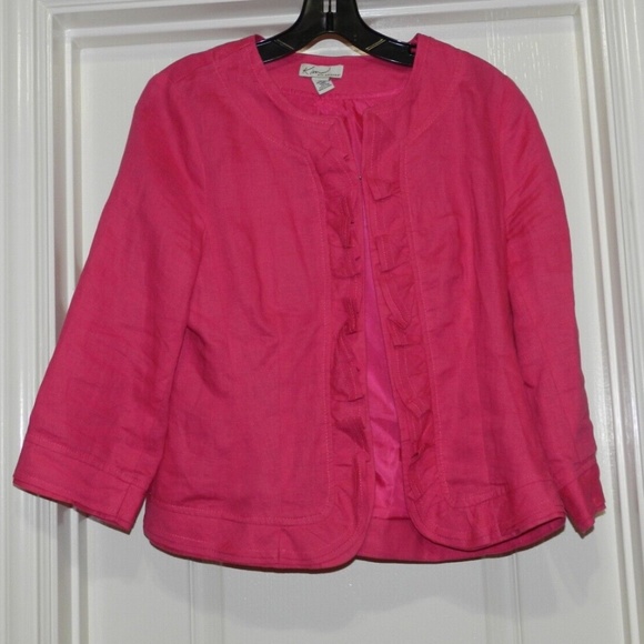 Open Front Career Blazer Jacket Linen Ruffle Sz s - Picture 1 of 9